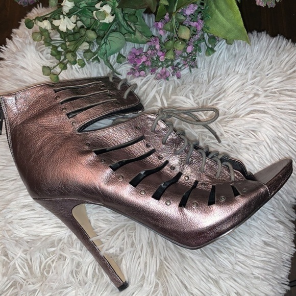DOLCE VITA PEEP TOE LACE UP STILETTO BOOTIES BRONZE SIZE 8.5 - Picture 3 of 16